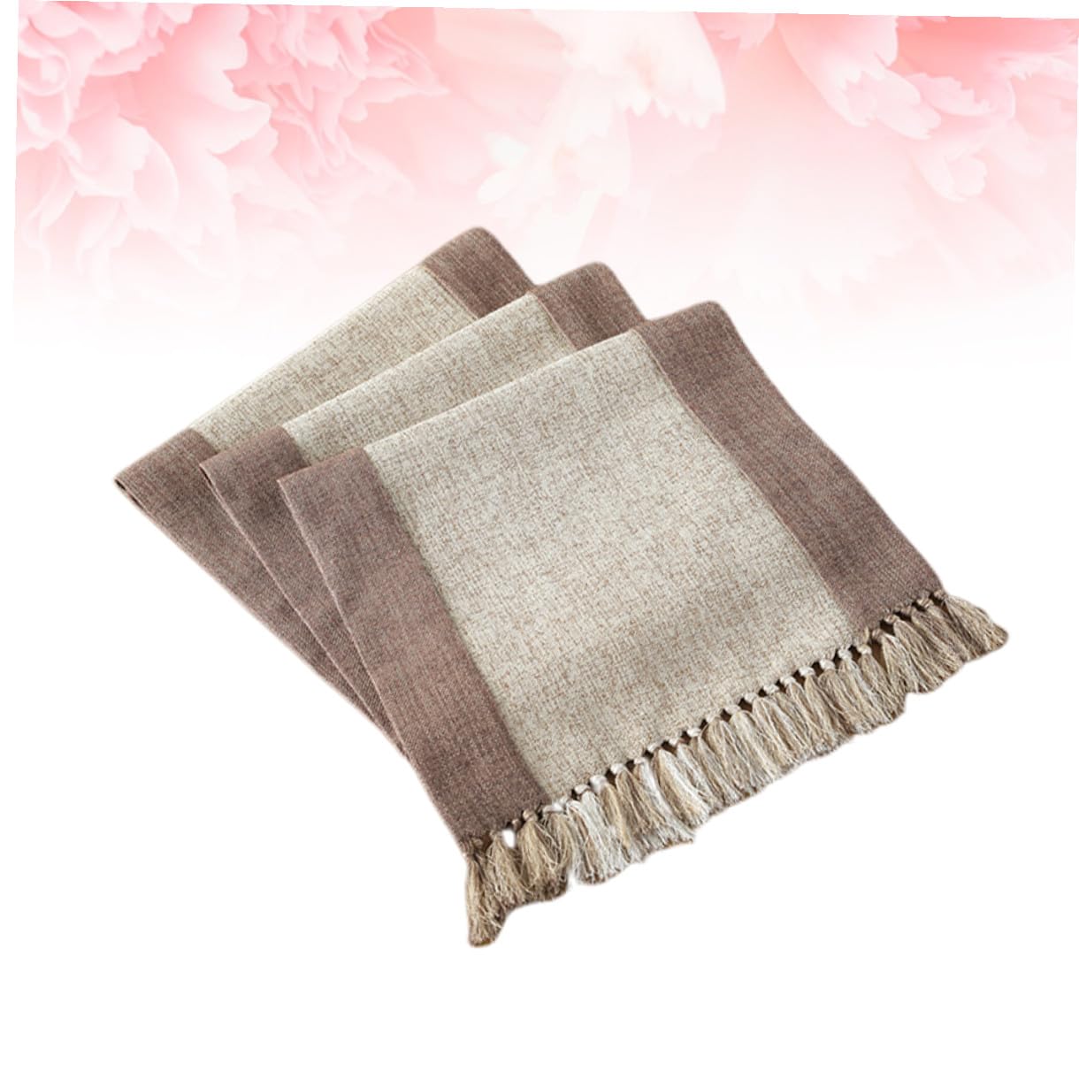Generico Runner da Tavola Lavabile in Cotone Beige 38x240 Cm Doppio Strato e Frange Crea Un'atmosfera Calda e Romantica la Casa e Feste
