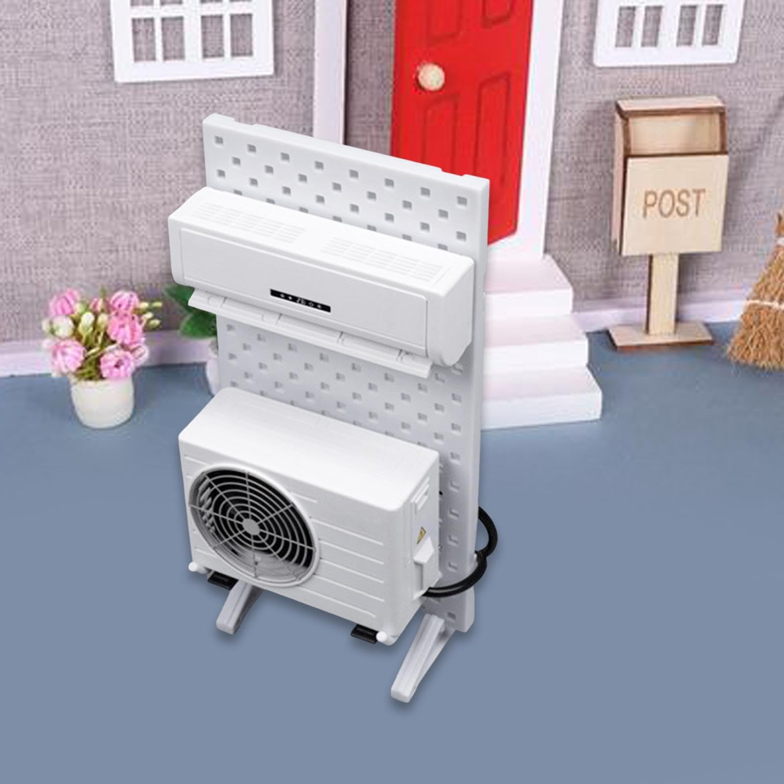 Condizionatore d'Aria in Miniatura Set Casa Bambole D'Arredo Realistico Accessorio Paesaggio per Creare Scene Adatto per Hobbisti Ed Espos, con Espositore