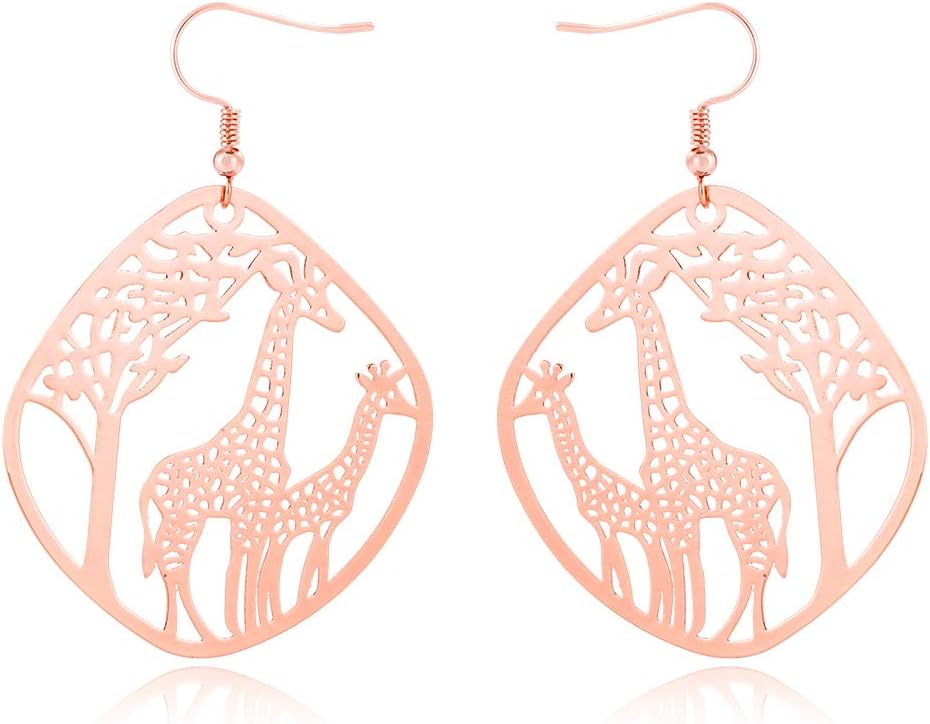 Giraffe Resting Under the Tree Drop Earring - Christmas Gift Jewelry