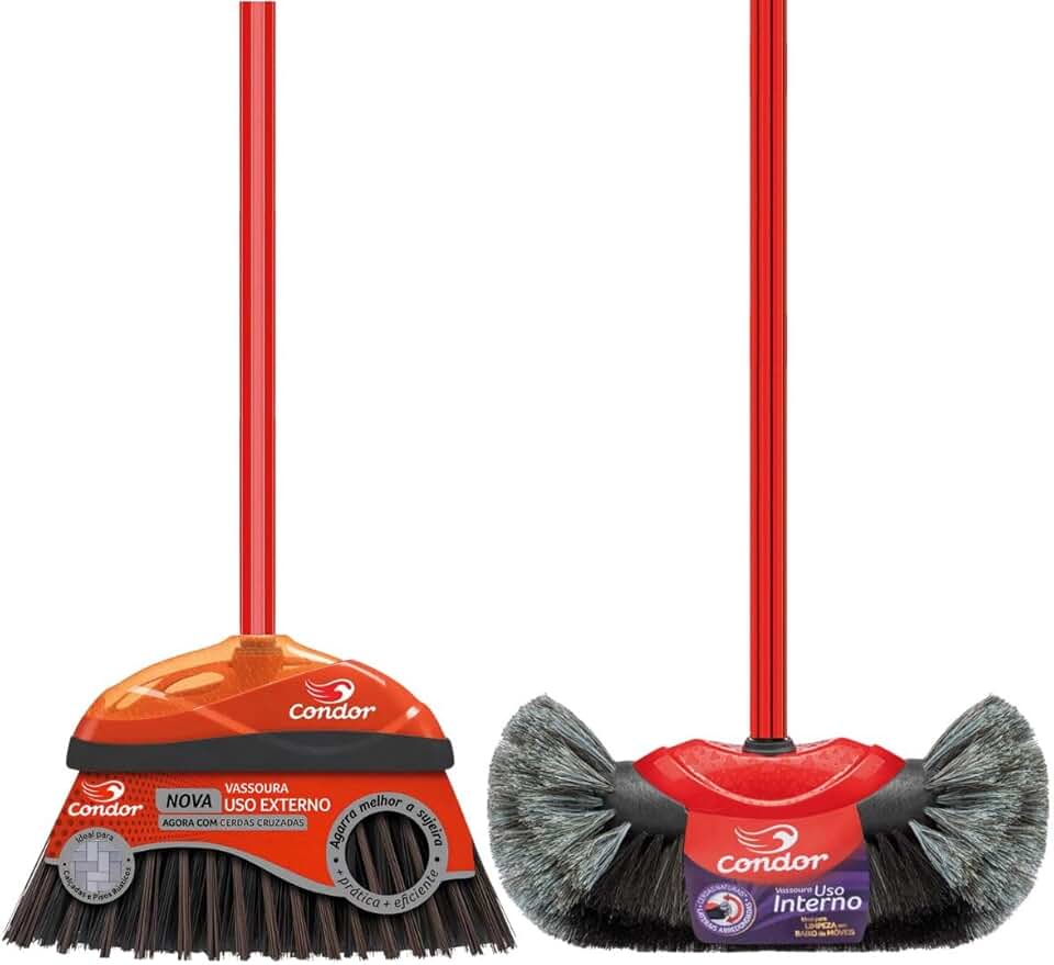 Kit Limpeza Completo 1 Vassoura Pelo Natural 1 Vassoura Piaçava Com Cabo Qualidade
