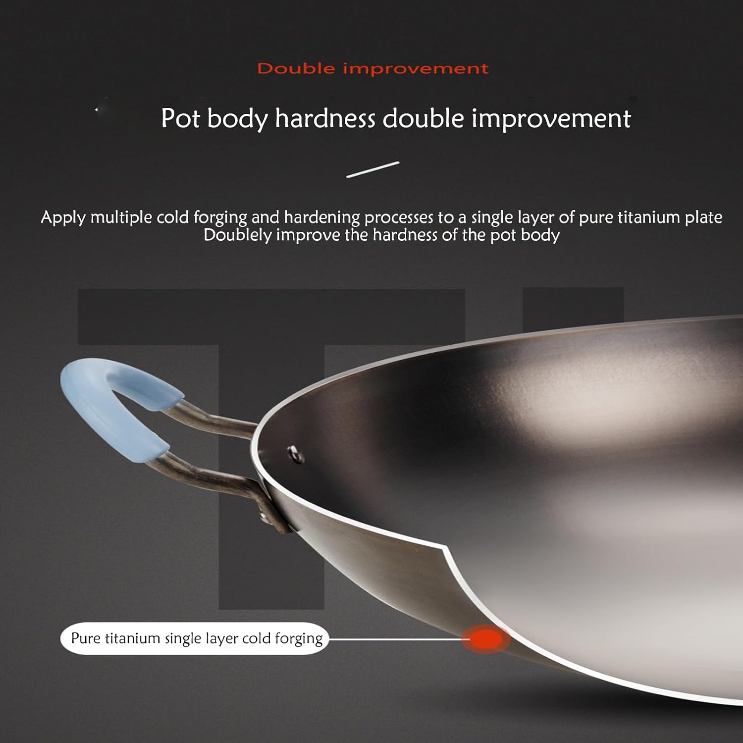 Titanium Wok,Pure Titanium Wok Household Double-Ear Anti-scalding Non-Stick pan uncoated Wok,A-40cm