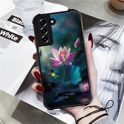 Miniatura 7 de CARLOCA Funda compatible con Samsung Galaxy S21, diseño gráfico de libélulas de flor de loto, diseño gráfico, a prueba de golpes, antiarañazos,