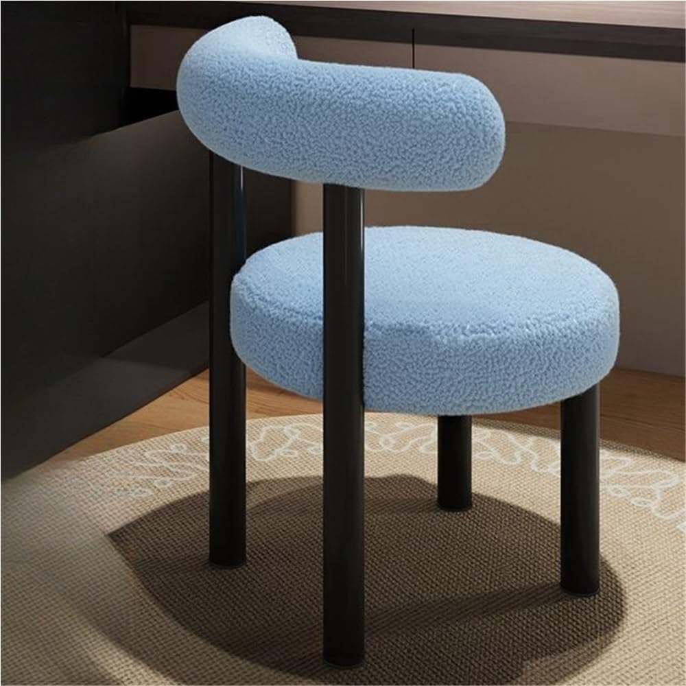 Modern Vanity Chair, Makeup Chairs, Soft Stool with Back Padded Stools Comfortable Chair for Living Room Bedroom Study (Pink)/Blue