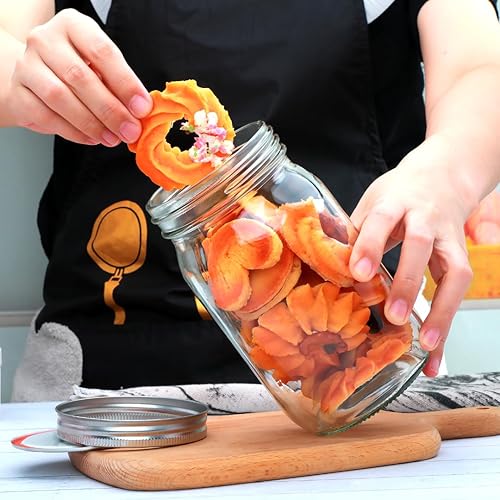 Miniatura 7 de Juego de tarros Mason de boca ancha, tarros de vidrio transparente de 32 onzas, paquete de 4 para almacenamiento, avena nocturna, aperitivos,