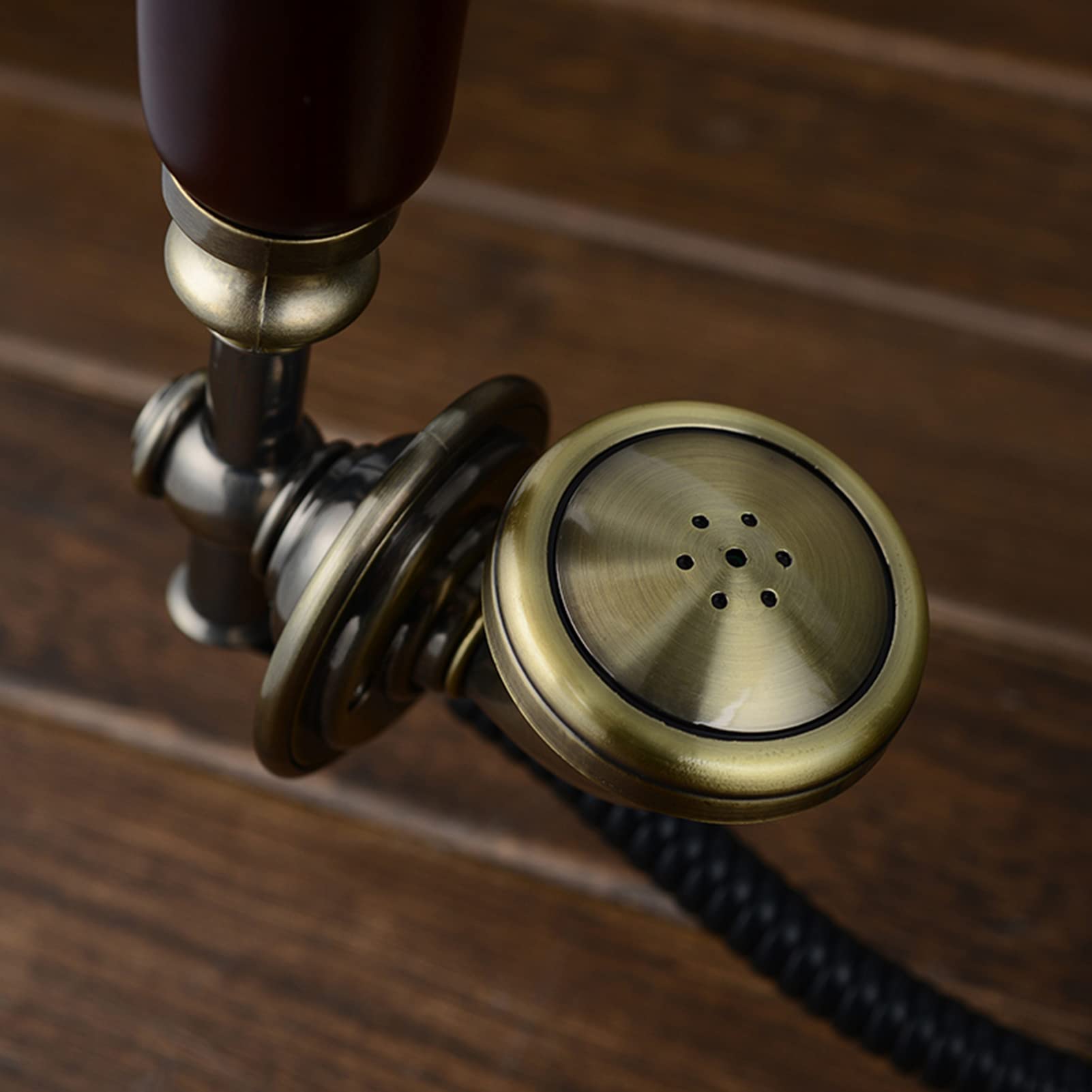 Téléphone Fixe à Cadran Rotatif, téléphone Filaire rétro à l'ancienne avec Fonction de Recomposition, téléphone de Bureau Classique pour la Maison et la décoration, Marron
