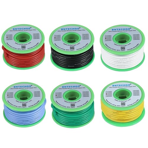 Vista 156 de BNTECHGO Kit de alambre de silicona de calibre 26, 7 colores cada uno de 25 pies, alambre de cobre estañado trenzado flexible de 26 AWG