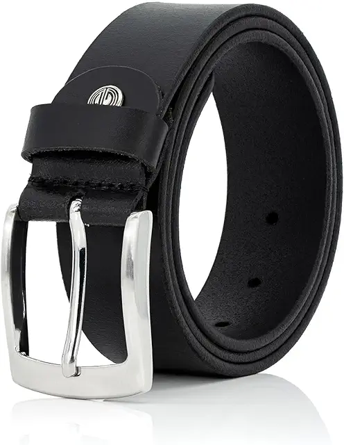 Buffalo Leather Belt for Men - 40mm Wide, Adjustable XL Black Jeans Belt