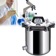 Autoclave 8/12/18/24L Portable Steam Sterilizer with Deflate Valve and Safety Valve, Anti-Dry Burn High Pressure Steam Sterilizer Stainless Steel for Labs Universities