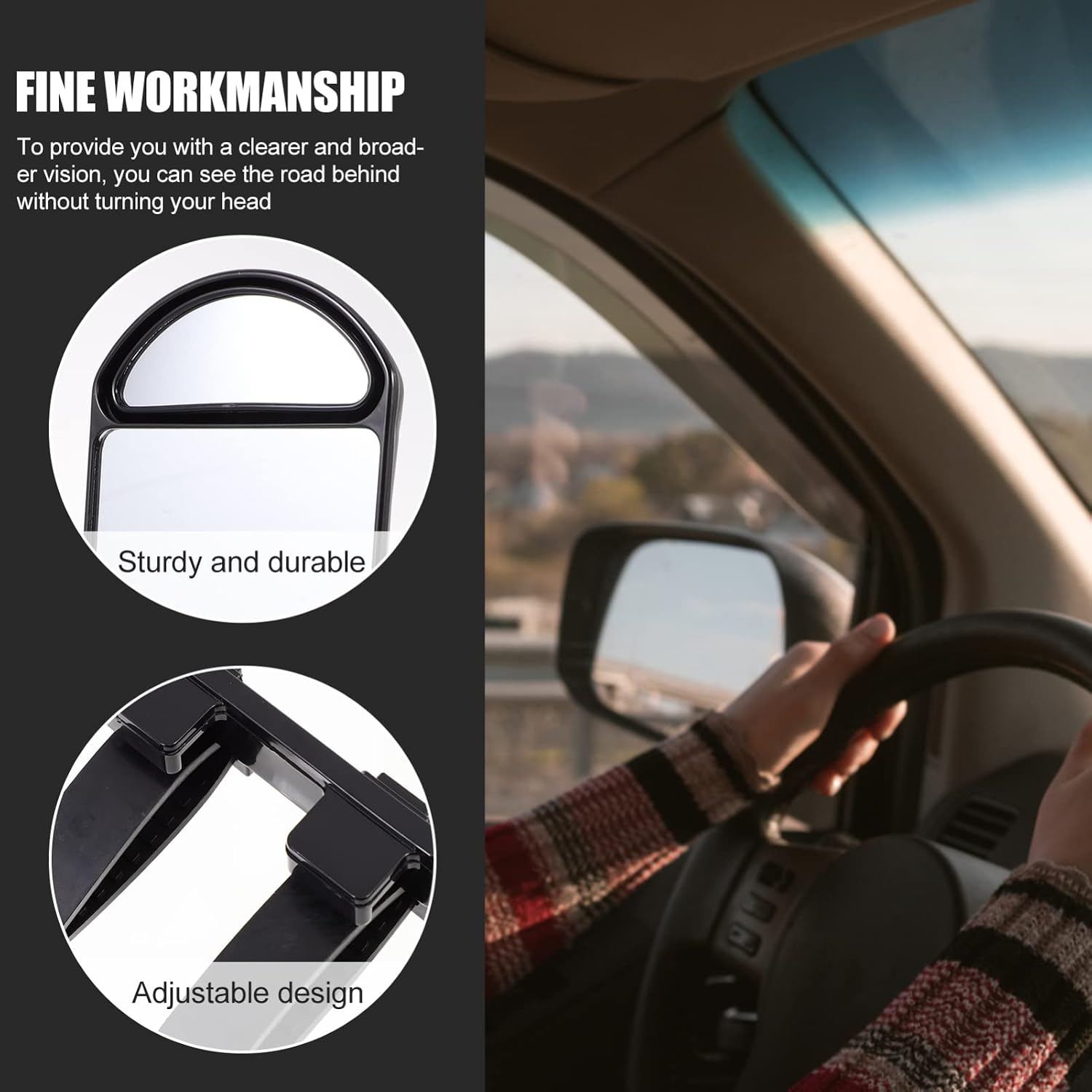 GARVALON Extension Towing Mirror Convex Trailer Refitting Mirror for Enhanced Visibility Compatible Vehicles and Sturdy Design for Towing and Maneuvering