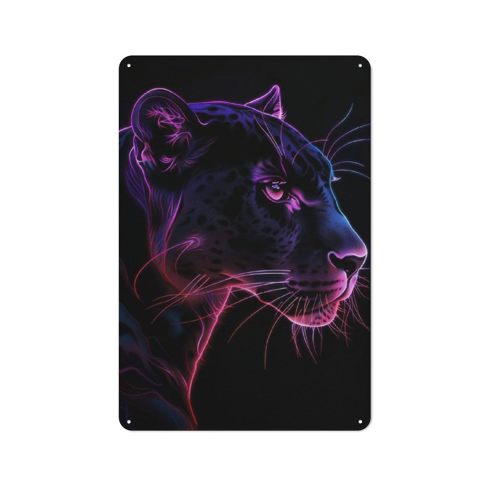 Junmoney Black Panther Neon Animal Vintage Tin Sign 30X20cm With For Guest Room Or Hallway, Suited To Wall Displays In Guest Rooms And Hallways