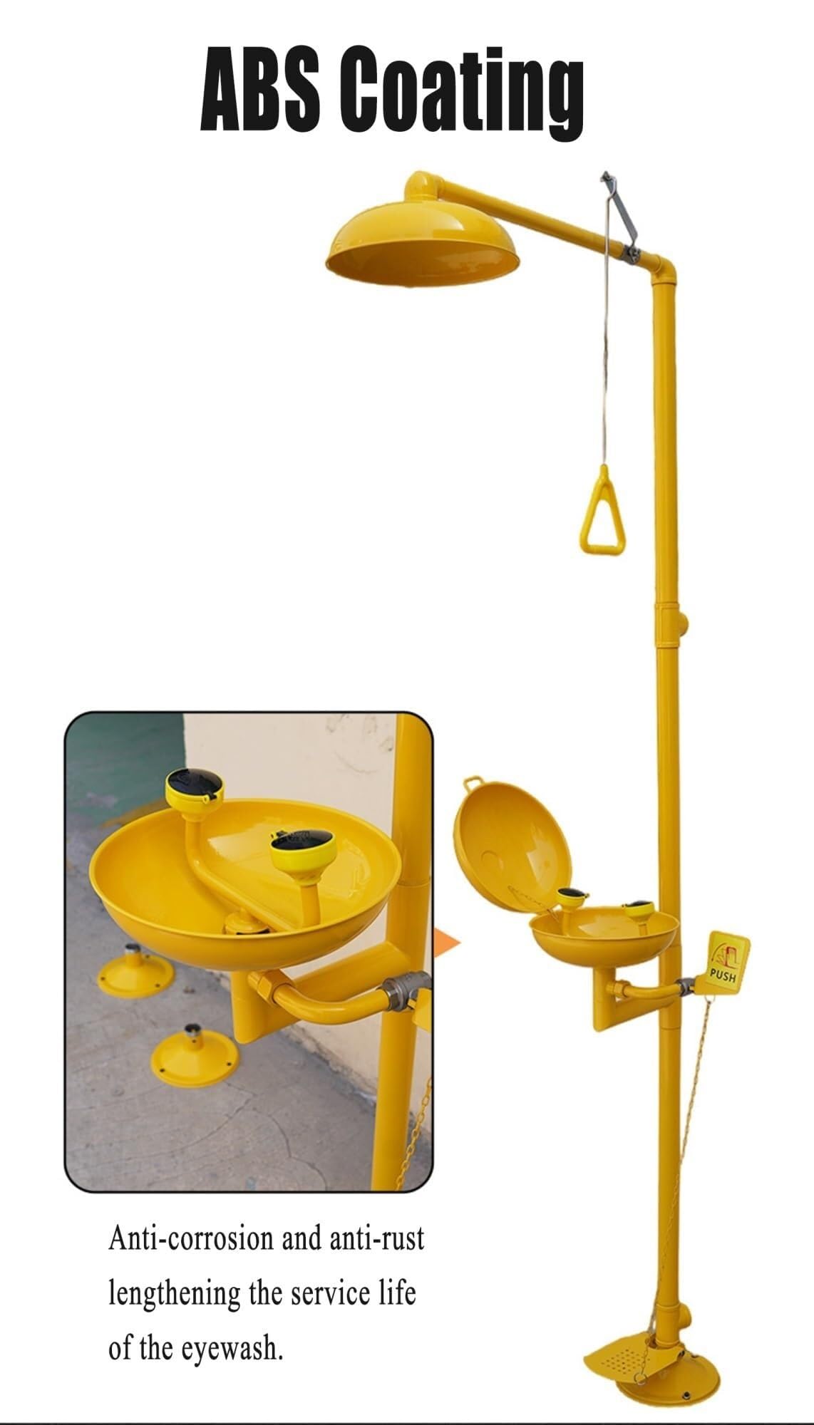 Kit combinado de estación lavaojos y ducha, estación de ducha lavaojos de emergencia, estación lavaojos de primeros auxilios for la limpieza de materiales peligrosos en la industria de la construcción