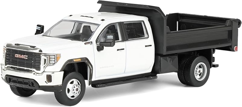 1/64 2022 GMC Sierra 3500HD with Dump Bed Summit White Diecast Exclusive 51563-A