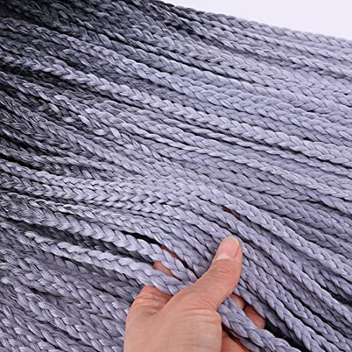 6 Packs 24 Inch Box Braids Crochet Hair Ombre Gray Crochet Braiding Hair Extensions 3X Goddness Pre-Looped Jumbo Braiding Hair 22 Strands/Pack 100G (T1/Grey#) #TOP1