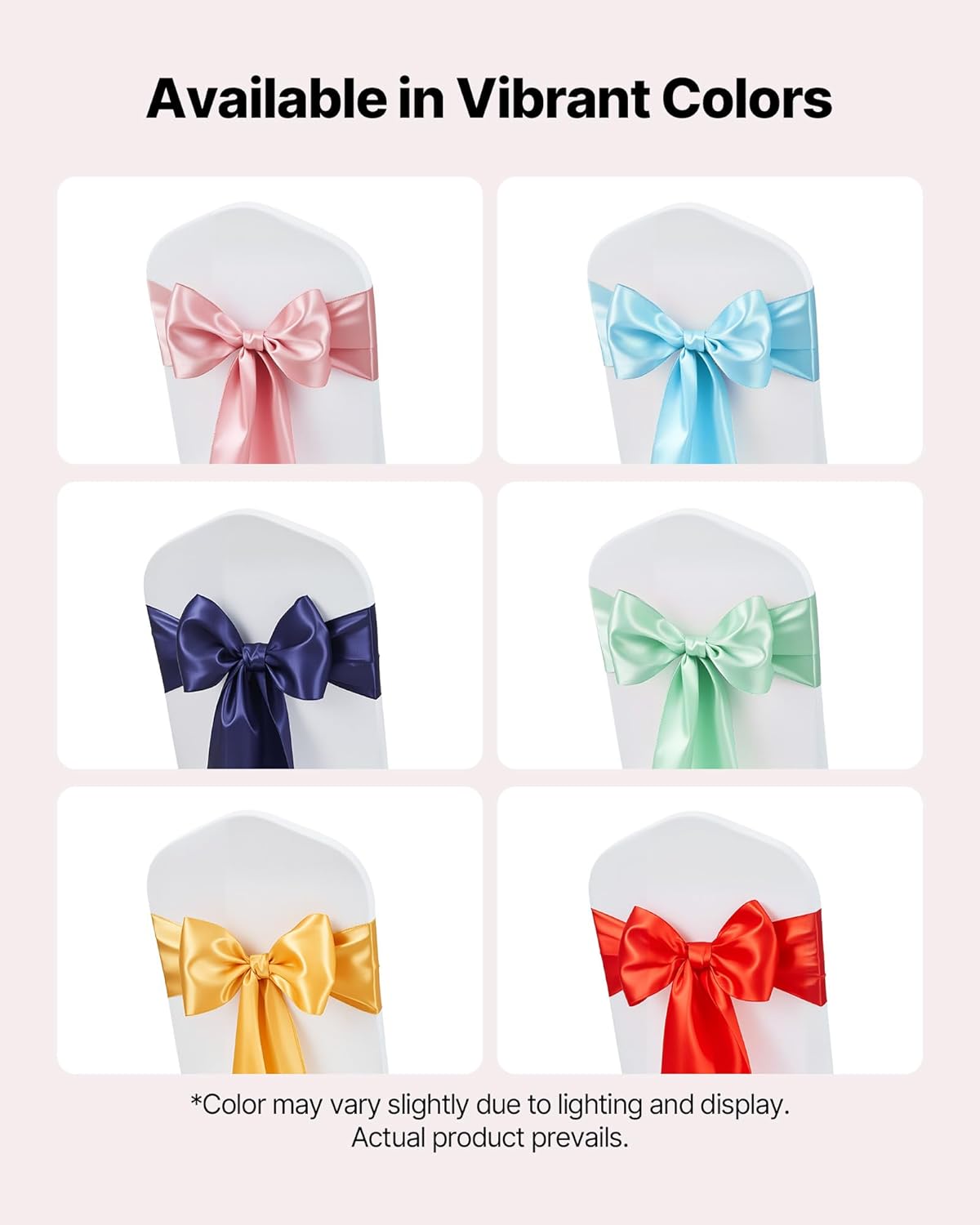 VEVOR Satin Chair Sashes Bows, 50PCS Chair Ribbon Ties Back Sash, 7 x 108 inch, Rose Gold Wedding Reception Decoration, for Wedding Ceremony Baby Shower Party Events Banquet Cover Decoration