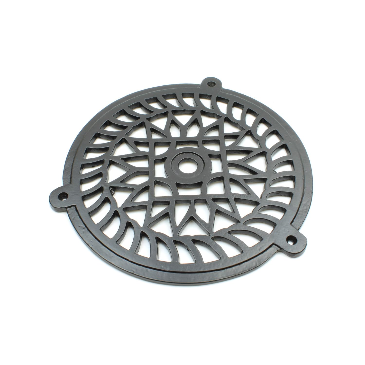 Oakcrafts - Antique Cast Iron Round Tabs Air Vent Extraction Cover in Satin Black Finish - 200mm