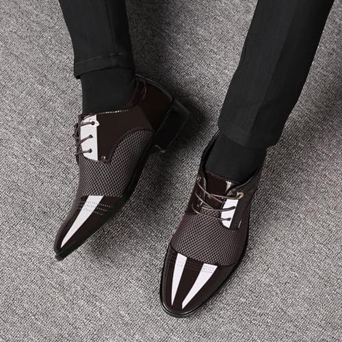 Zapatos de hombre de vestir informales y puntiagudos con diseño patchwork moderno 4