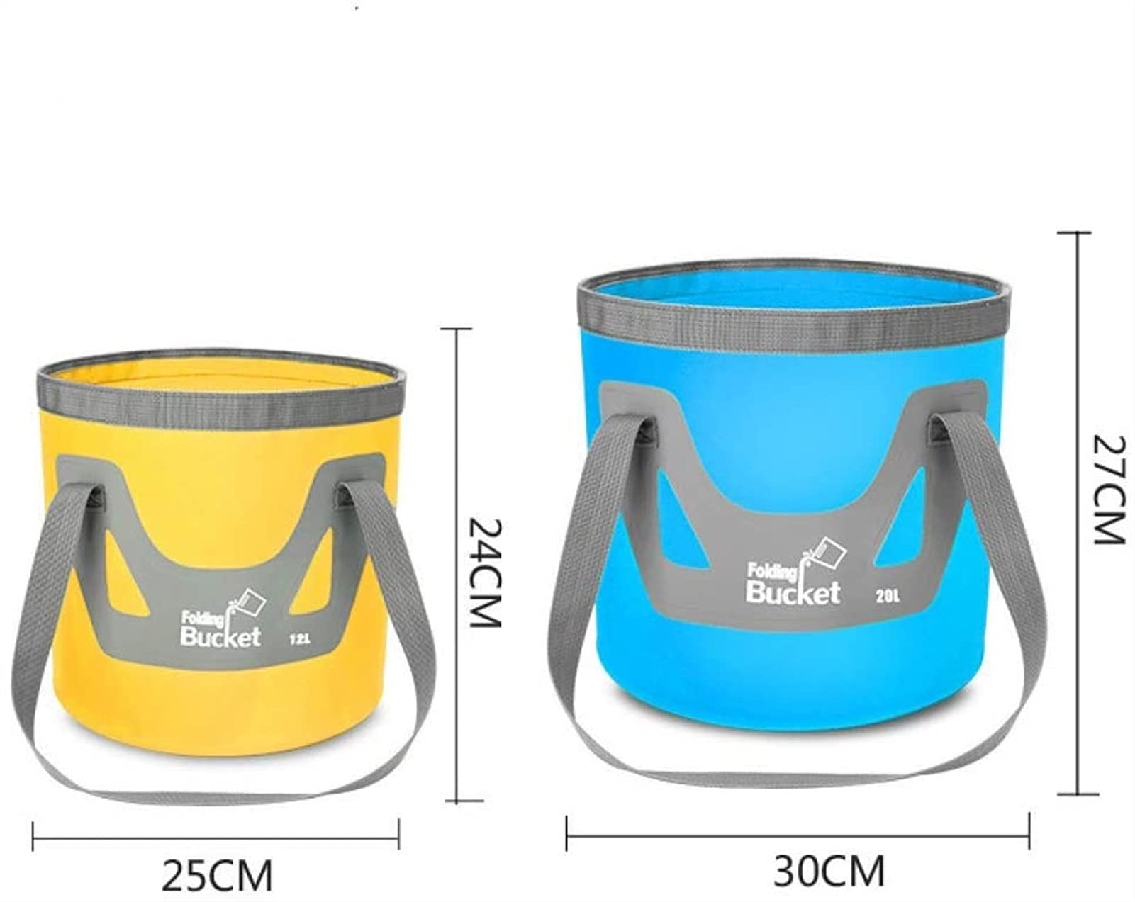 Seau Pliable, Argent Pliant Portable de 12 litres, Camping, conteneur de Camping, Voyage, randonnée, pêche, Bateau de Plaisance, Jardinage, Nettoyage de Voiture