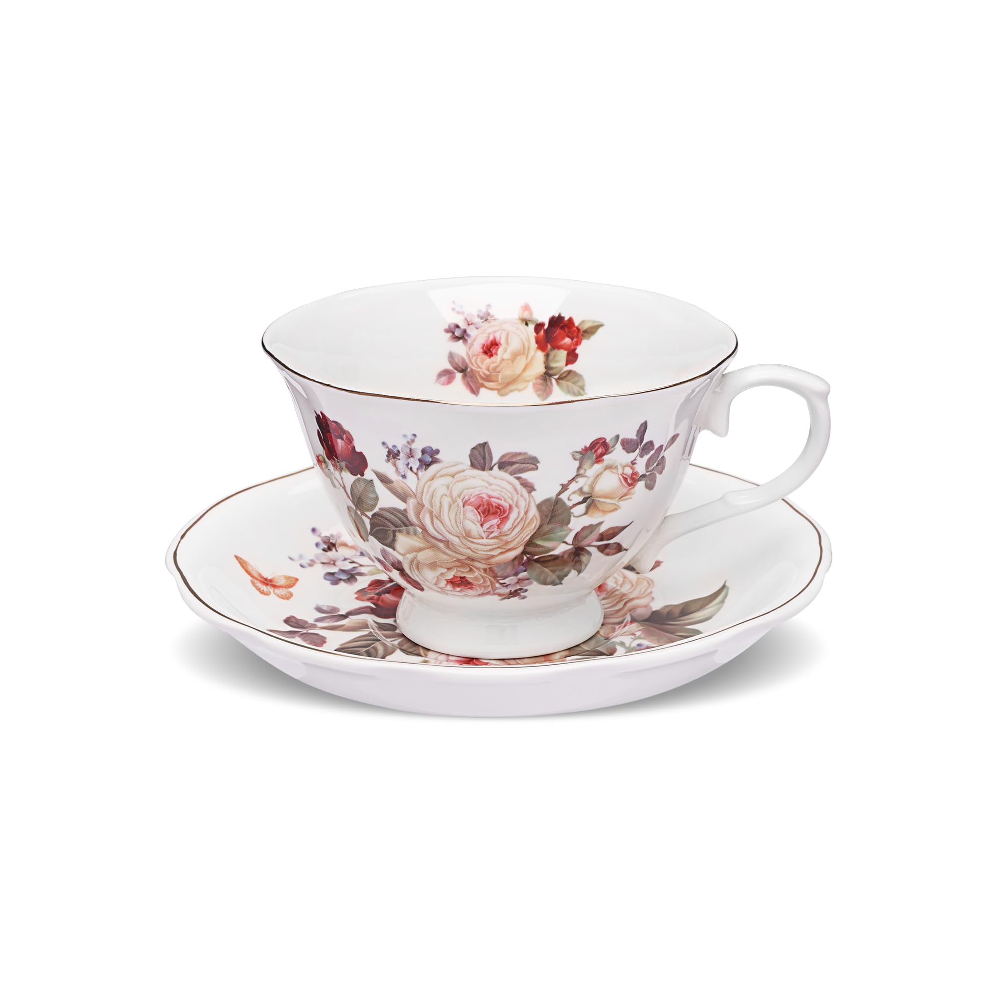Tazza Da Caffè Floreale In Porcellana 400 Ml: Eleganza Dipinta A Mano Per La Tua Casa. Idea Regalo Perfetta!