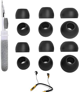 6 Pairs Replacement Earbud Tips Compatible with DEWALT Jobsite/Pro X1/X2/Neckband Earphones/Behind-Neck/2-in-1 Neckband Earbuds, Silicone Ear Tips, Fits in Case, S/M/L, with 3-in-1 Cleaner