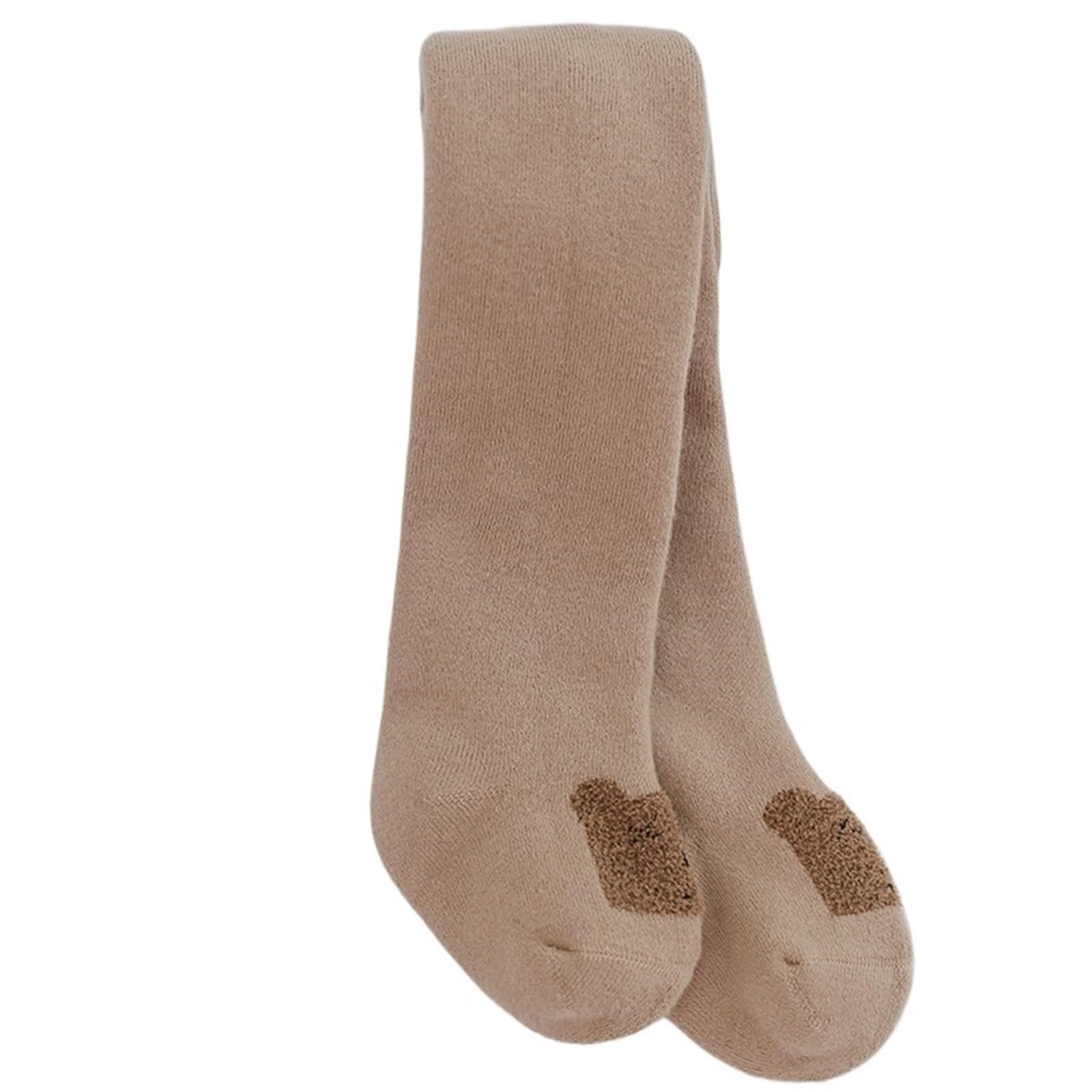 Collant Invernali in Cotone for Bambini da Bambino – Collant Spessi in Spugna Termica con Stampa Animalier for Bambini(Khaki Bear,L(24-26))