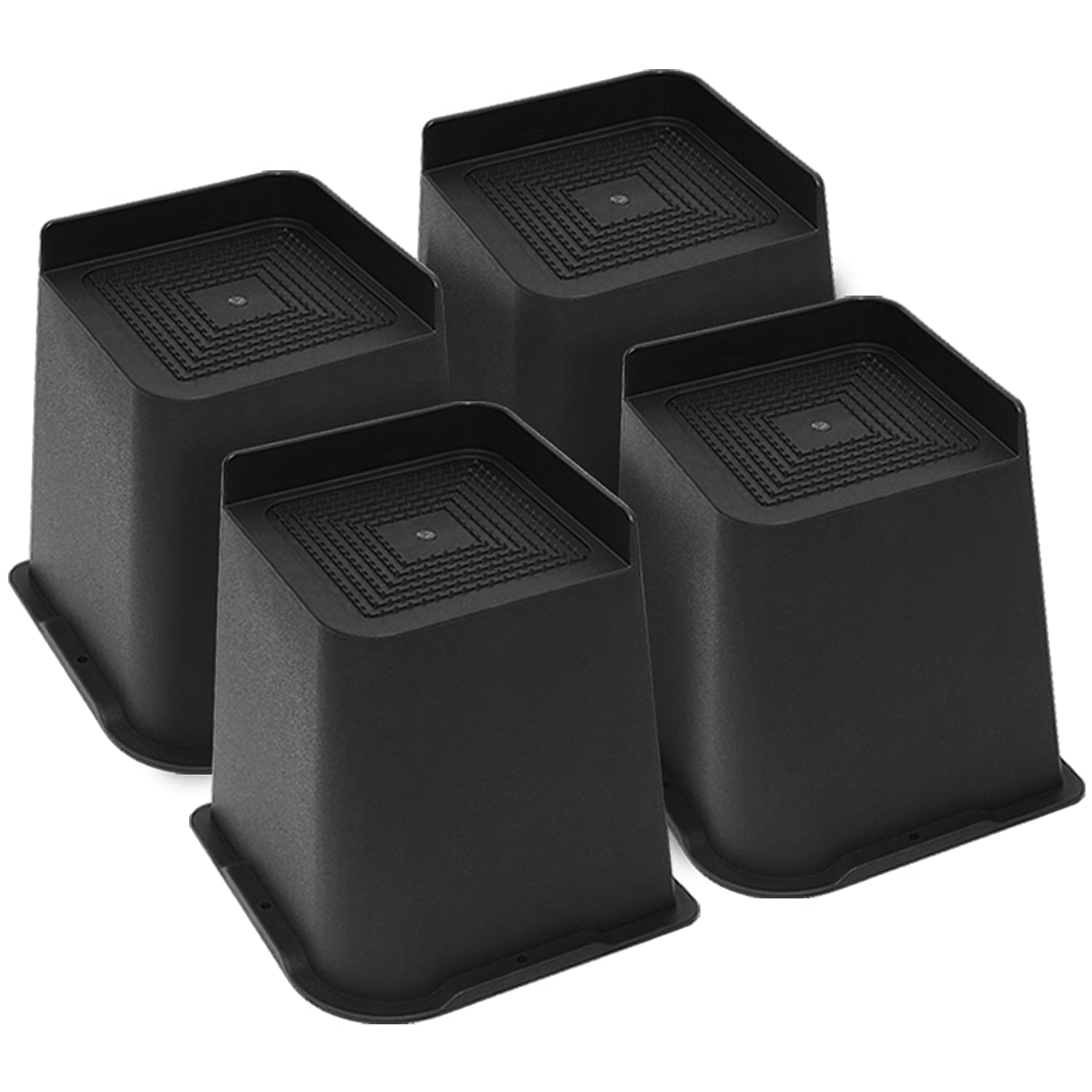 MIIX HOOM 6 Inch Bed or Furniture Risers with L-shaped 4 Inch Opening, 10cm 4 Packs Heavy Duty Bed Lift, Large Bed Raising Blocks Loads up to 2,200 LBs, Sturdy for Table Couch Sofa Bed, Black