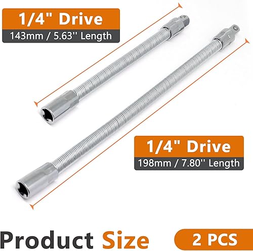 Miniatura 2 de Juego de barra de extensión flexible de 14, mango de controlador de enchufe de extensión flexible, 2 piezas (6 pulgadas, 8 pulgadas)