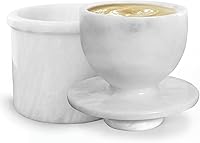 UrbanFocal White Marble Butter Keeper - 4 Inch French Butter Crock for Countertop, Keeps Butter Fresh Without Refrigeration