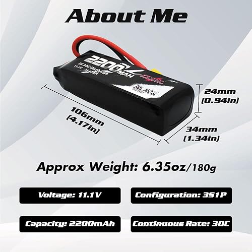 Miniatura 3 de CNHL Batería Lipo de 2200 mAh 3S 30C XT60 Plug con 3200mAh 3S Shorty Lipo Battery 30C XT60 Plug para RC Avión RC Quadcopter RC Evader BX Car RC
