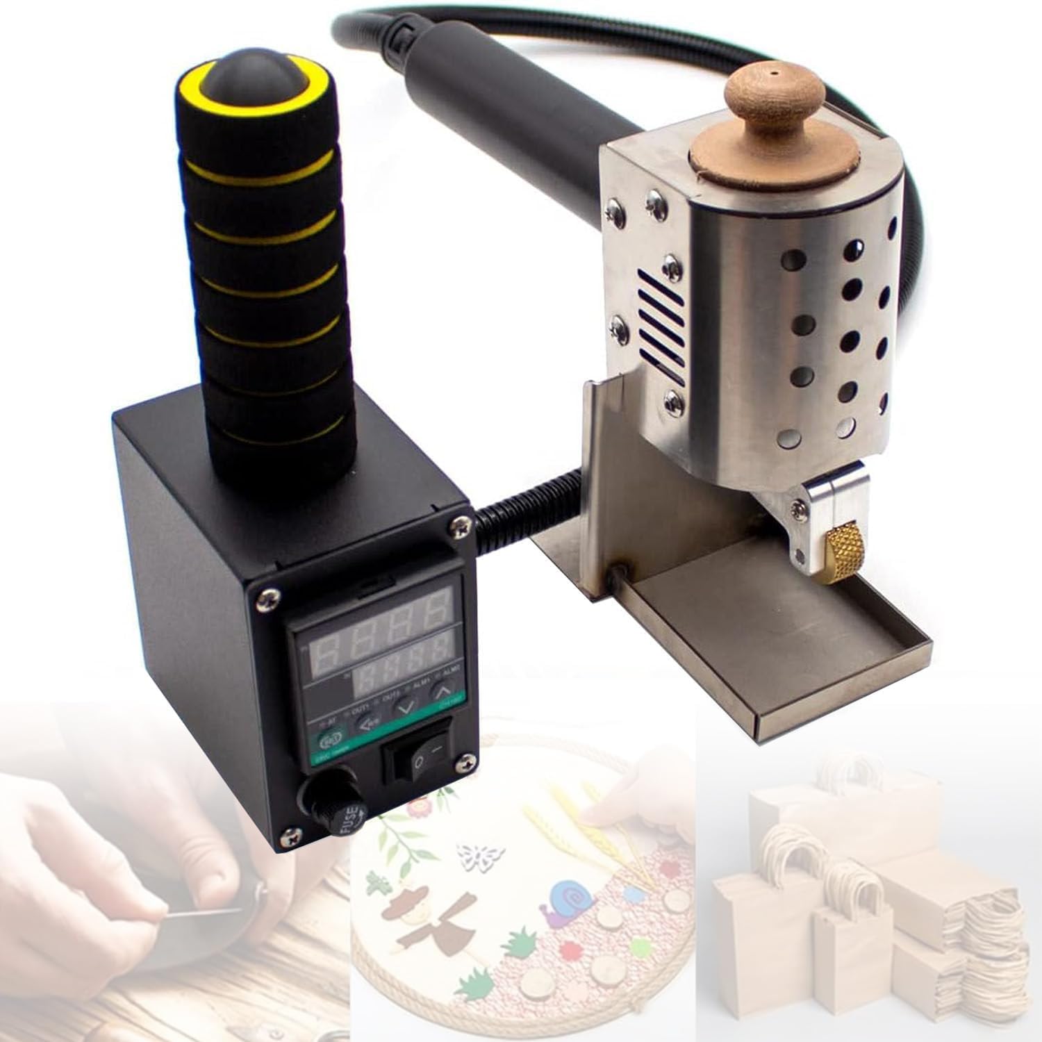 Dispensador de pegamento termofusible con control digital de temperatura, tamaños de rodillo para manualidades de precisión y proyectos de bricolaje, 50 ml