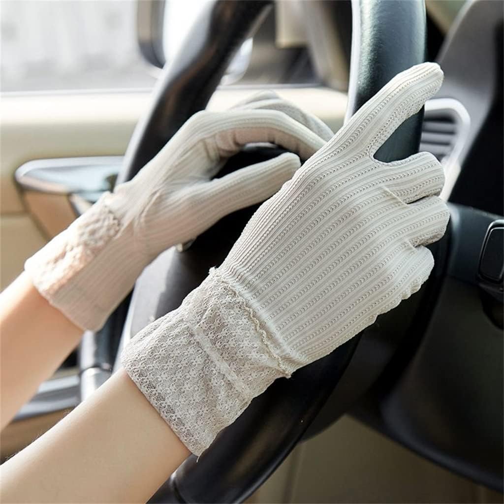 Short Thin Lace Wrist Gloves Women's Spring and Ice Silk Touch Screen Driving Riding