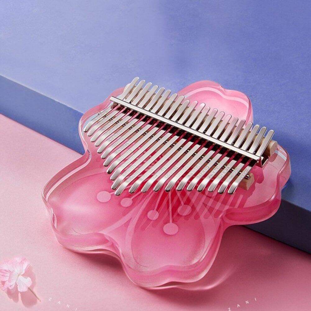 Mignon Pouce Piano Kalimba 17 Touches Rose Fleur De Cerisier En Forme Transparent Mini Doigt Piano Kalimba Instrument De Musique Pour Les Enfants