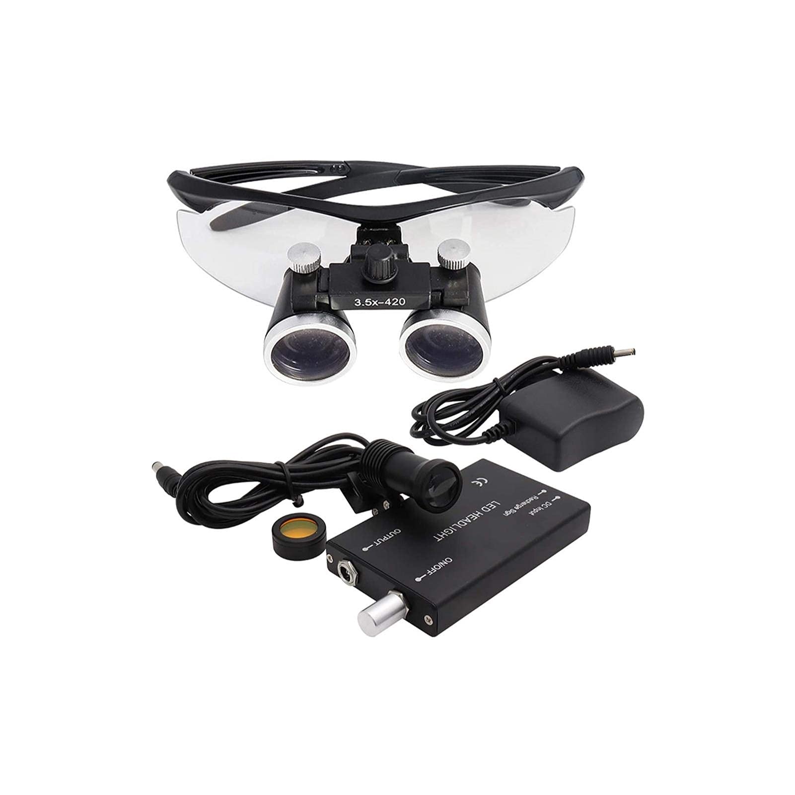 asdchZen Dental Loupes Head Mountlighted Magnifying Glasses Dental Loupes Binocular Magnifier 2.5 X 420Mm Dental Lab Loupe Dental Magnifier With 5W Headlight Head Lamp
