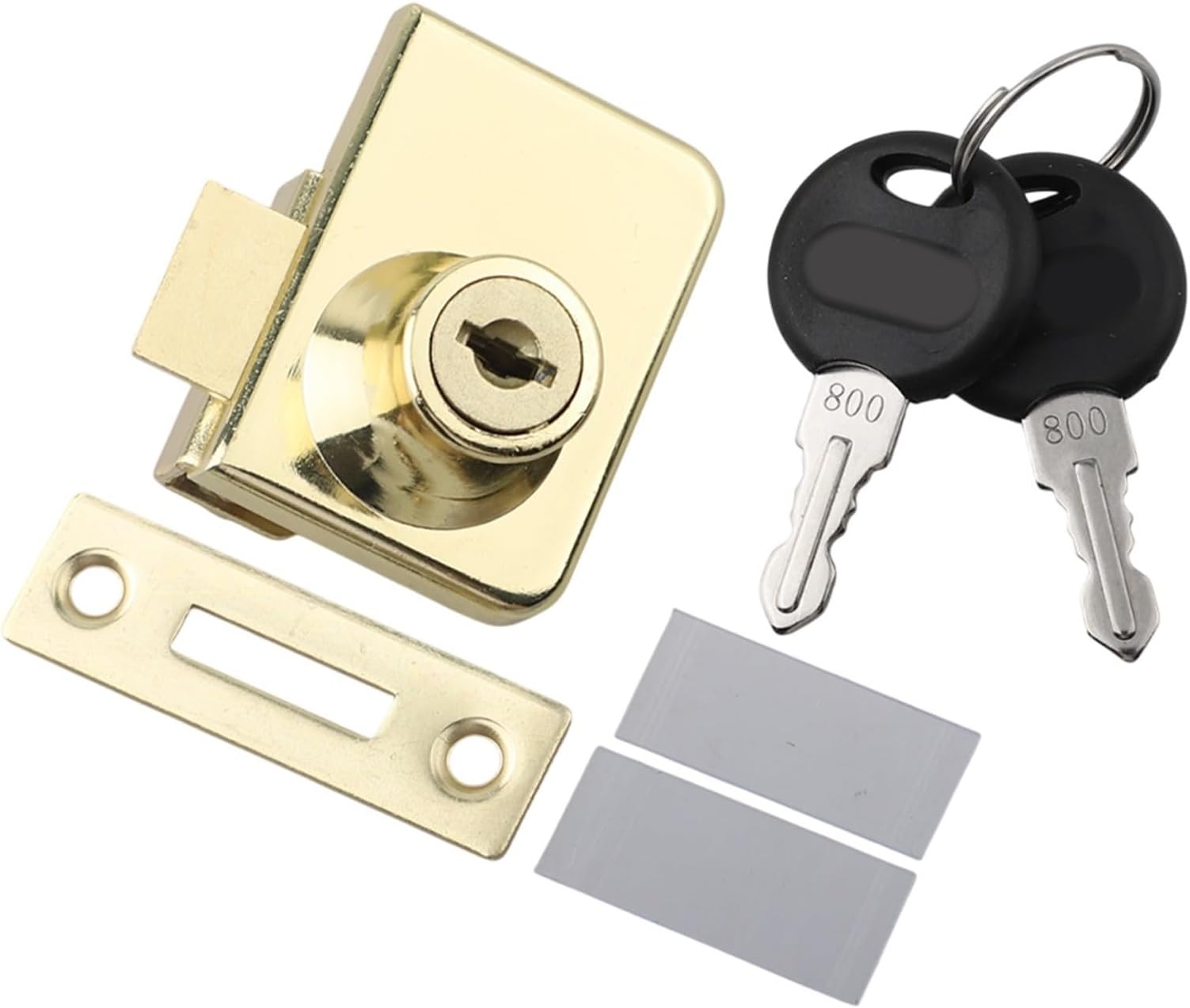 Glass Door Lock Latch with Keys, Integral Knob for Display Case Wine Cellar, Zinc Alloy Security Latch in Gold Finish for Glass Showcase and Cabinet