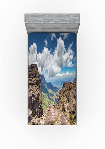 Miniatura 10 de Ambesonne Venezuela Fitted Sheet, View from The Plateau of Roraima on The Gran Sabana, Bed Cover with All-Round Elastic Deep Pocket for Comfort,