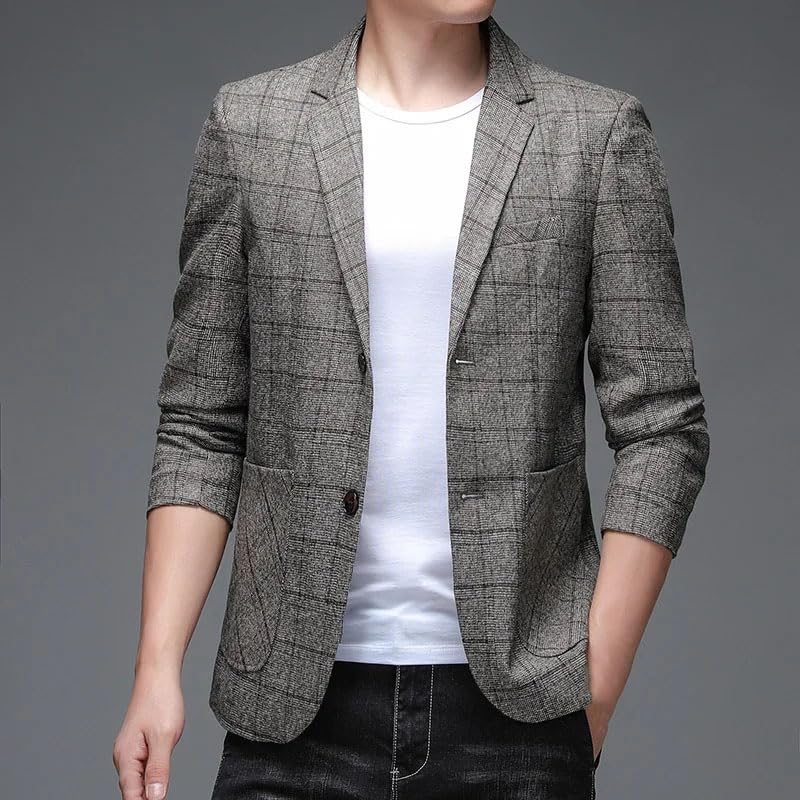 Men's Plaid Business Casual Blazer Coat Wedding Dinner Party Daily Jacket4