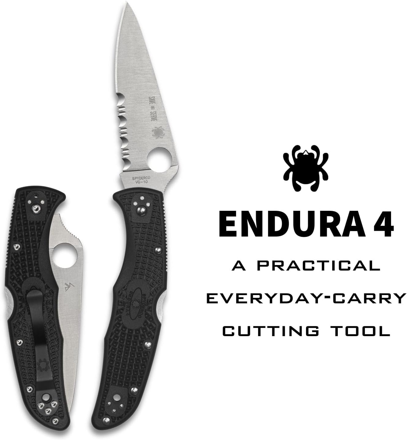 Spyderco Endura 4 Thin Red Line Folding Pocket Knife with 3.8" VG-10 Steel Blade and FRN Handle - EDC Knife for Men and Women, Perfect for Hunting, Tactical, Camping - CombinationEdge - C10FPSBKRD