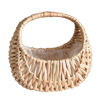 F FABOBJECTS Picnic Set, Portable Flower Arrangement Basket Weaving Bag Rattan Willow Manual Creative Flower Pot Basket