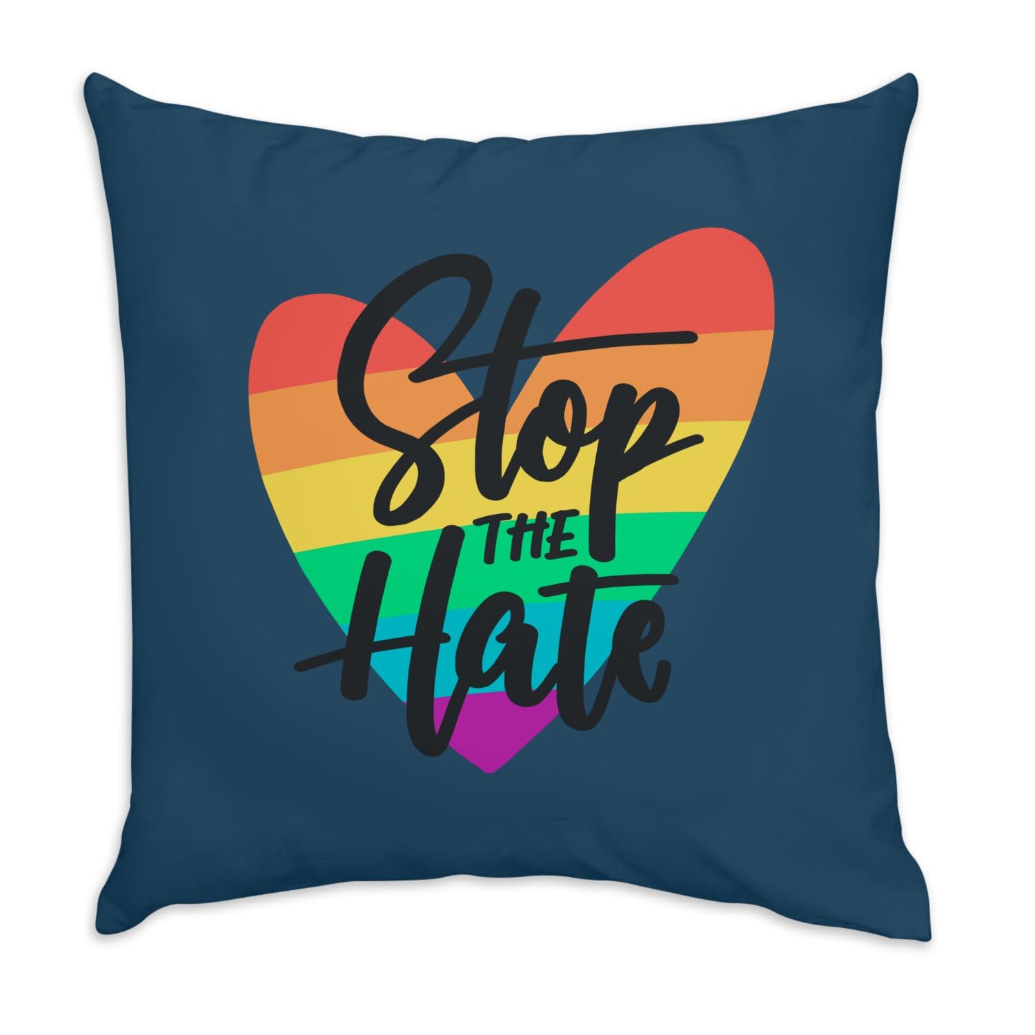 Coussin arc en ciel LGBT velours bleu 40x40 cm, le cadeau idéal plein d'amour