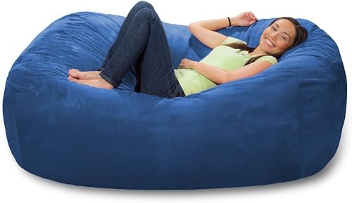 Miniatura 96 de Comfy Sacks - Puf de espuma viscoelástica de 7.5 pies, tumbona de piel sintética color negro Piel sintética, color negro,Piel sintética de color