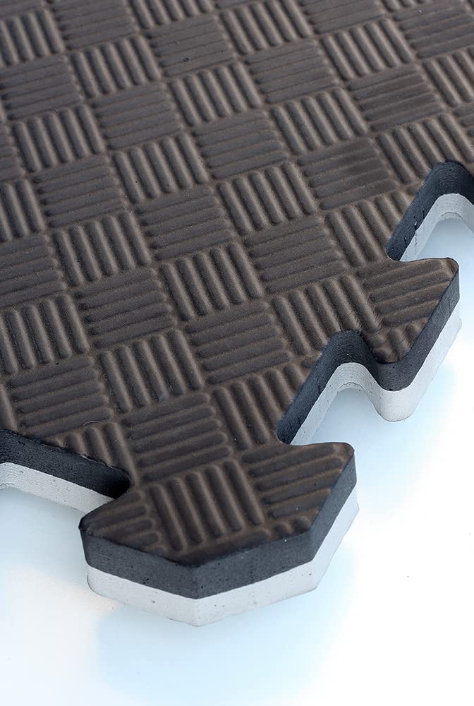 MUGAR- Suelo Tatami Puzzle para centros deportivos y de rehabilitación. 1x1 metros. Gris y Negro