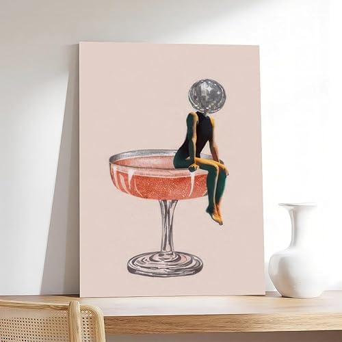 Miniatura 3 de 9W Póster de cabeza de bola de discoteca Funky Disco de los años 70, arte de pared retro de lujo, impresión de bola de espejo, decoración de pared