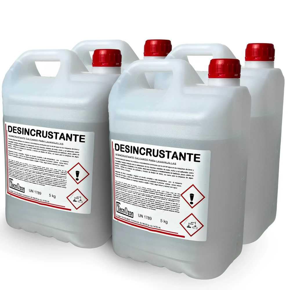 MBH - Pack de 4 Garrafas de Desincrustante Calcáreo Líquido 5 kg para Lavavajillas y Maquinaria Profesional, Antical Industrial para Hostelería, Bar y Restaurante