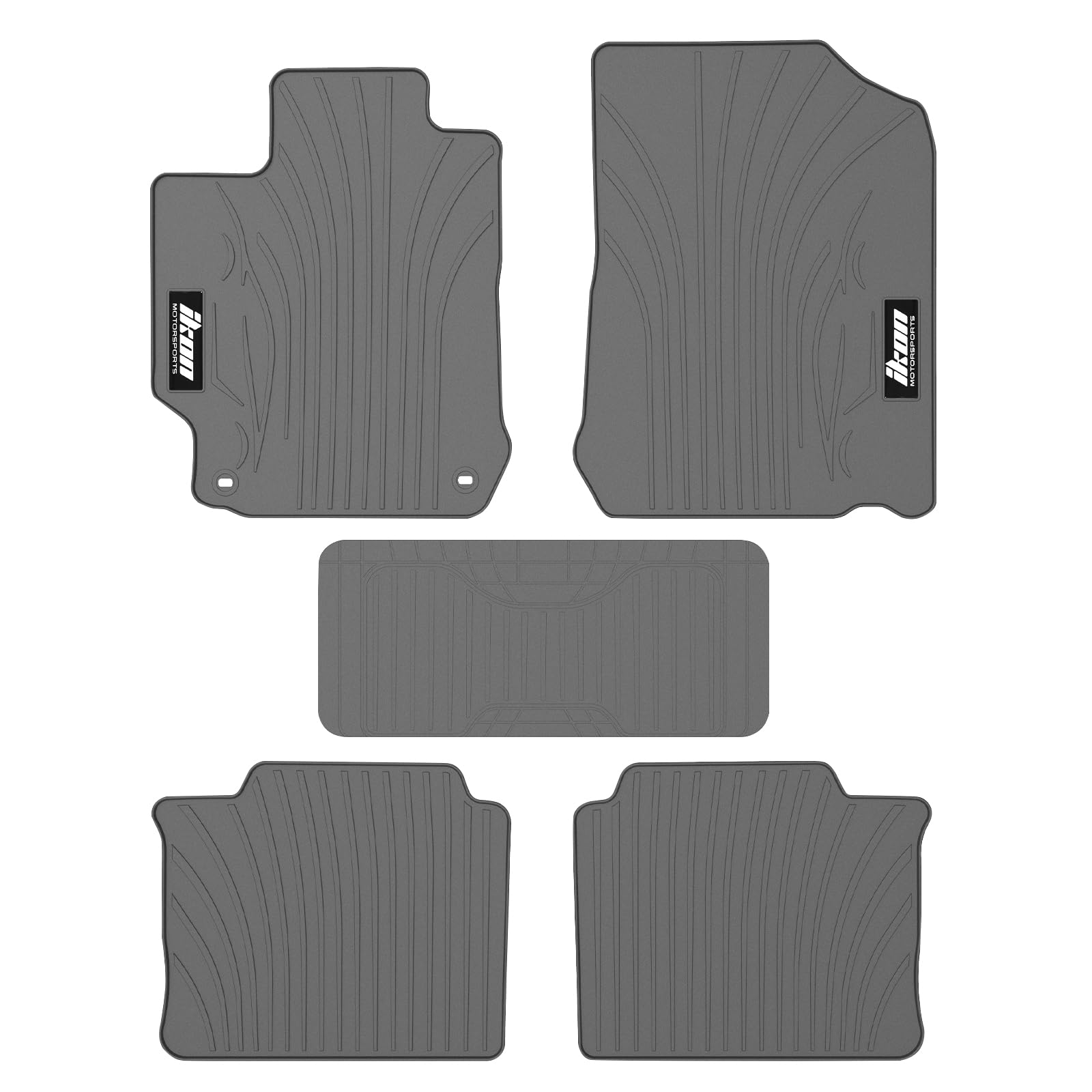 IKON MOTORSPORTS, Custom Fit Floor Mats Compatible with 2012-2017 Toyota Camry, Gray/Grey Latex Rubber Heavy Duty All Weather Season Car Auto Front