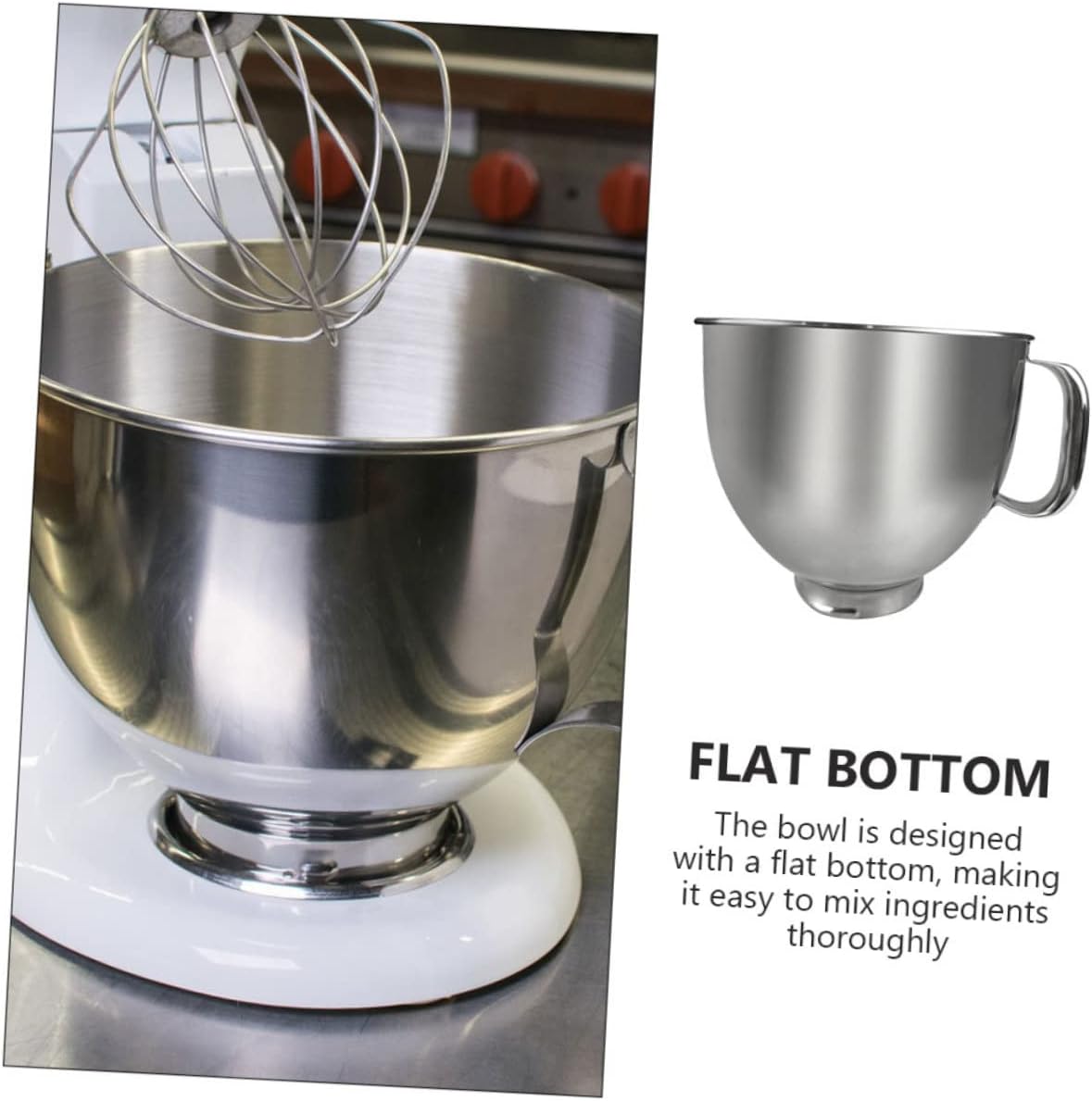 ABOOFAN Stainless Steel Bowl Mixer Replacement 5l Stand Mixer Bowl Easy to Mix Comfortable Handle