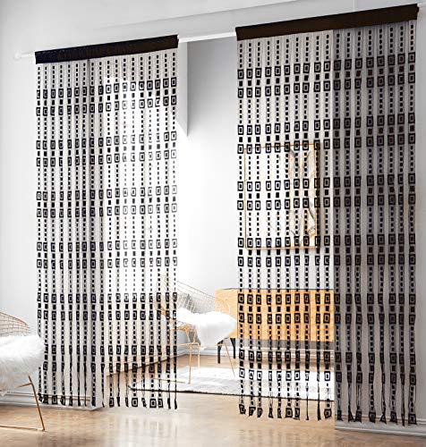 HSYLYM - Cortina de tiras de cintas de tela jacquard en poliéster para ventanas, decoración del hogar. Medidas: 100 x 218 cm, poliéster, negro, 100x220cm(39x86inch)