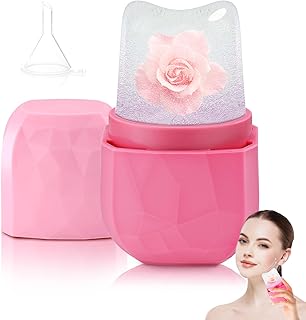 【Upgraded】Hysagtek Ice Roller Mold for Face with Funnel, Reusable Silicone Ice Roller, Facial Icer, Ice Face Roller Mold, Ice Cube, Ice Maker, Ice Stick, Ice Molds for Face, Gift for Women, Pink