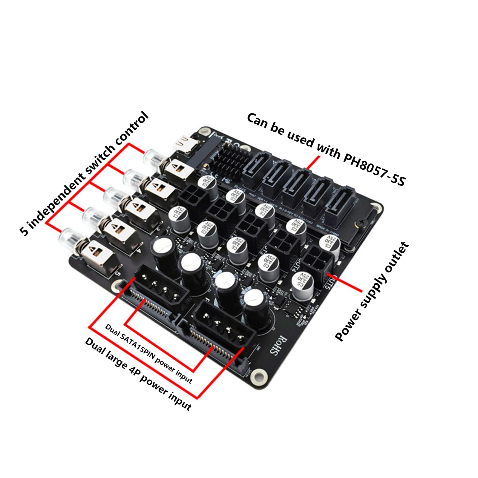 2 adattatori modulari da 4 pin a 4 poli da 5/12 V per schede di alimentazione, interruttore di controllo, modulo di gestione, adattatore per dischi rigidi D, interruttori di controllo