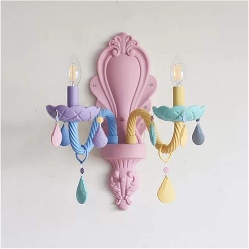 Miniatura 10 de EXCEI Candelabro de techo moderno de cristal macarrón LED colorido lámpara colgante de techo para habitación de niños y niñas lámpara colgante de