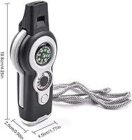 Vista 5 de Brújula multifunción 7 en 1, termómetro de seguridad de supervivencia al aire libre, brújula, espejo LED, lupa, multiherramienta para camping