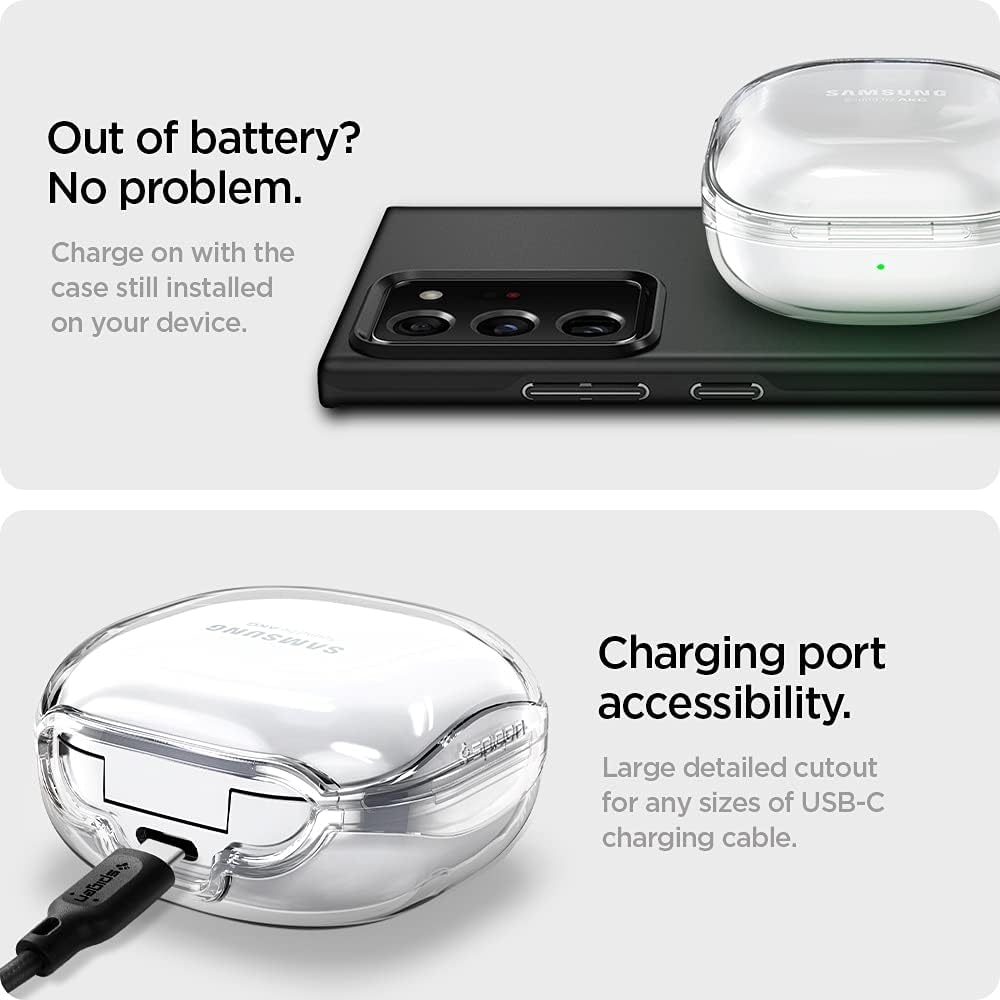 Spigen Ultra Hybrid Designed for Galaxy Buds2 Pro Case (2022) / Galaxy Buds 2 Case (2021) / Galaxy Buds Pro Case (2021) / Galaxy Buds Live Case (2020) Anti-Yellowing Protective Case - Crystal Clear